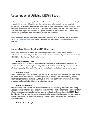 Advantages of Utilizing MERN Stack - Google Docs