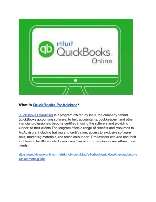 What is QuickBooks ProAdvisor