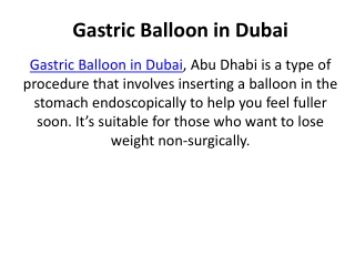 Gastric Balloon in Dubai