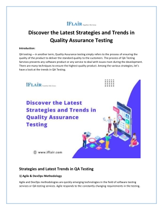 Discover the Latest Strategies and Trends in Quality Assurance Testing