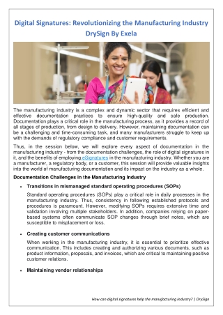 Digital Signatures Revolutionizing the Manufacturing Industry  - DrySign India