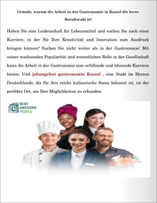 Gründe, warum die Arbeit in der Gastronomie in Kassel die beste Berufswahl ist