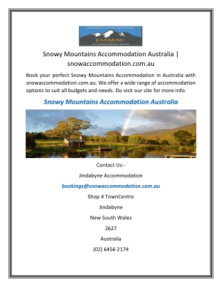 Snowy Mountains Accommodation Australia  snowaccommodation.com