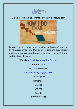 E-mail Tarot Reading Toronto  Psychicvisionarygu