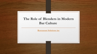 The Role of Blenders in Modern Bar Culture