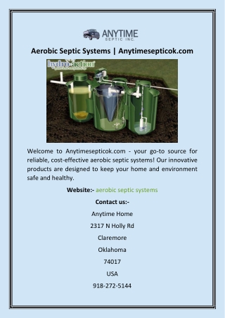 Aerobic Septic Systems  Anytimesepticok