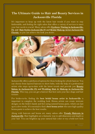 The Ultimate Guide to Hair and Beauty Services in Jacksonville Florida