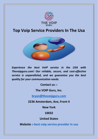 Top Voip Service Providers In The Usa