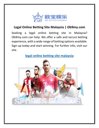 Legal Online Betting Site Malaysia Ob9my.com