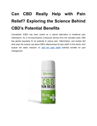 Can CBD Really Help with Pain Relief