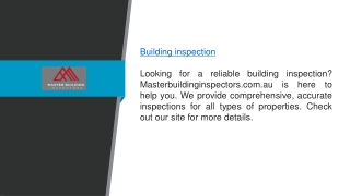 Building Inspection Masterbuildinginspectors.com.au