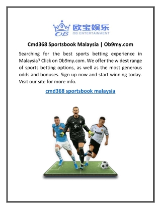 Cmd368 Sportsbook Malaysia  Ob9my.com