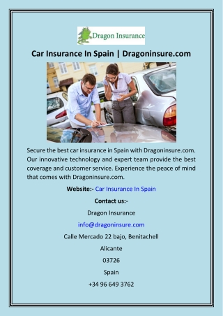 Car Insurance In Spain  Dragoninsure