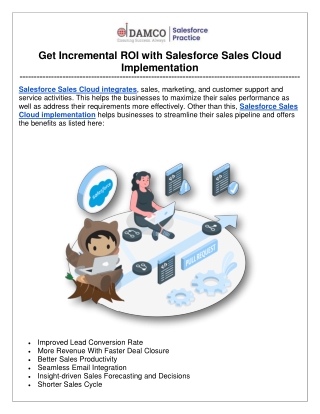 Get Incremental ROI with Salesforce Sales Cloud Implementation