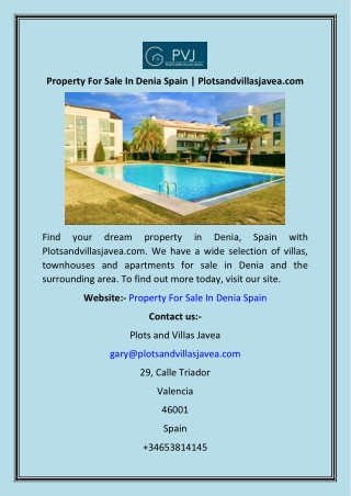 Property For Sale In Denia Spain  Plotsandvillasjavea