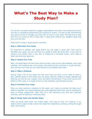 What's The Best Way to Make a Study Plan?