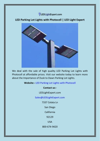 LED Parking Lot Lights with Photocell  LED Light Expert