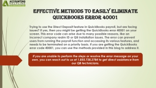 An effective way to fix QuickBooks Error 40001