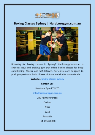 Boxing Classes Sydney  Hardcoregym.com