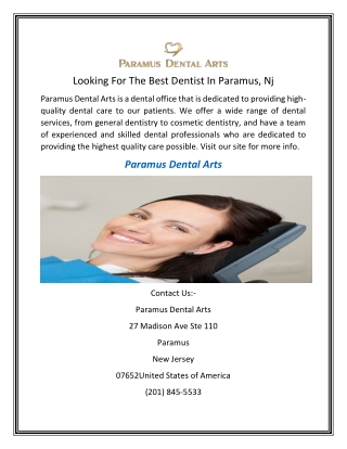 Looking For The Best Dentist In Paramus, Nj