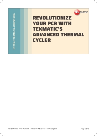 Revolutionize Your PCR with Tekmatic's Advanced Thermal Cycler