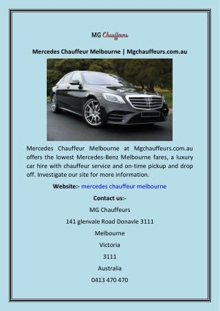 Mercedes Chauffeur Melbourne  Mgchauffeurs.com.au