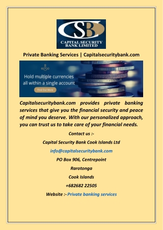 Private Banking Services  Capitalsecuritybank com