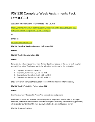 PSY 520 Complete Week Assignments Pack Latest-GCU