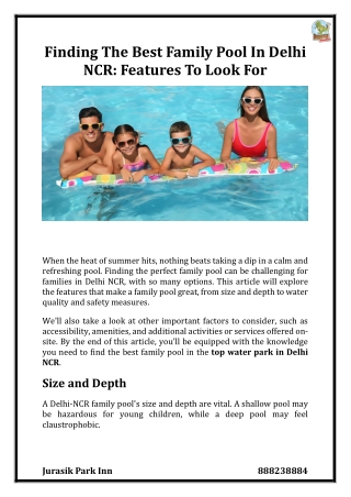 Finding The Best Family Pool In Delhi NCR Features To Look For