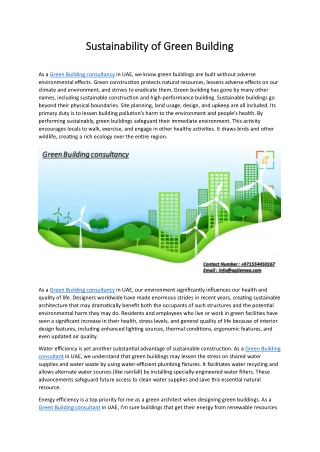 Sustainability of Green Building