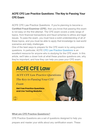 ACFE CFE Law Practice Questions_ The Key to Passing Your CFE Exam