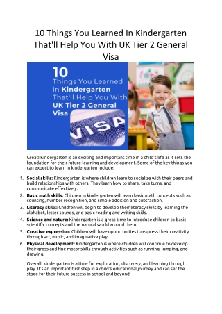 10 Things You Learned In Kindergarten That'll Help You With UK Tier 2 General Visa