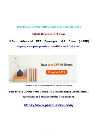 Get UiPath Exam UiPath-ARDv1 Dumps Questions