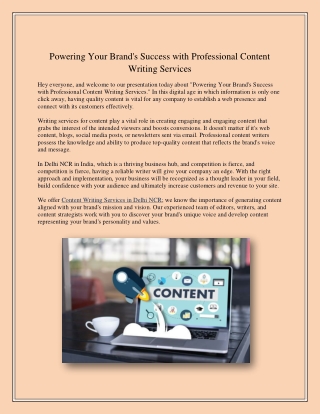 Powering Your Brand's Success with Professional Content Writing Services