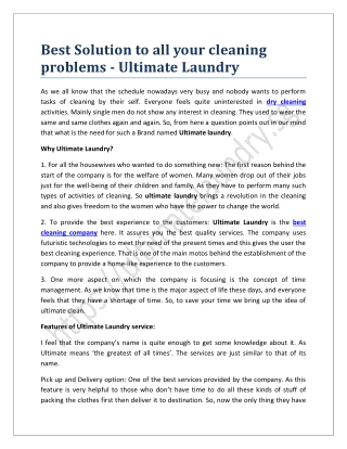 Best Solution to all your cleaning problems - Ultimate Laundry