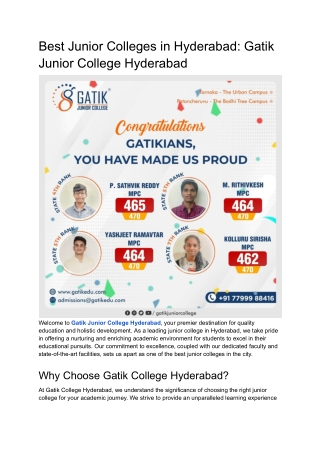 Best Junior Colleges in Hyderabad_ Gatik Junior College Hyderabad