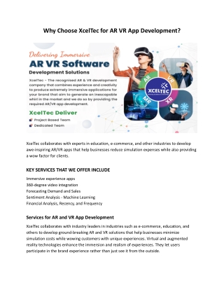 Why Choose XcelTec for AR VR App Development_