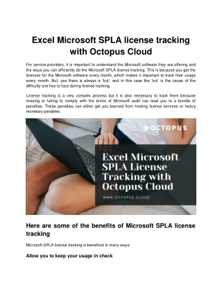 Excel Microsoft SPLA license tracking with Octopus Cloud