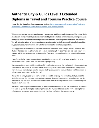 PROXSOFT-UK-633Authentic City & Guilds Level 3 Extended Diploma in Travel and To