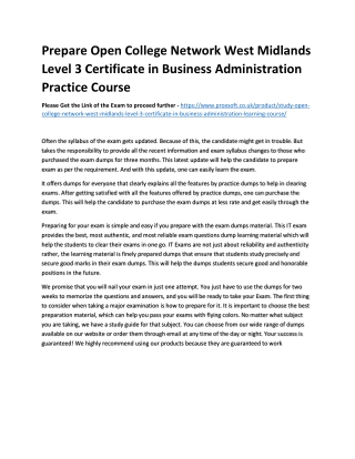 Prepare Open College Network West Midlands Level 3 Certificate in Business Admin