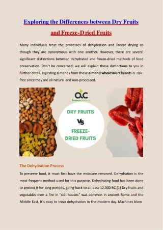 Exploring the Differences between Dry Fruits and Freeze-Dried Fruits