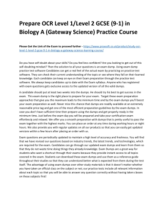 Prepare OCR Level 1/Level 2 GCSE (9-1) in Biology A (Gateway Science) Practice C