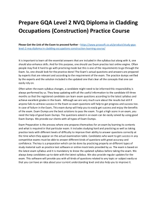 Prepare GQA Level 2 NVQ Diploma in Cladding Occupations (Construction) Practice