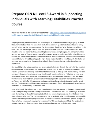 Prepare OCN NI Level 3 Award in Supporting Individuals with Learning Disabilitie