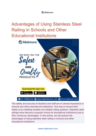 Advantages of Using Stainless Steel Railing in Schools and Other Educational Institutions