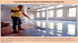 Know Why Garage Floor Epoxy Is A Great Choice For Garage Floor