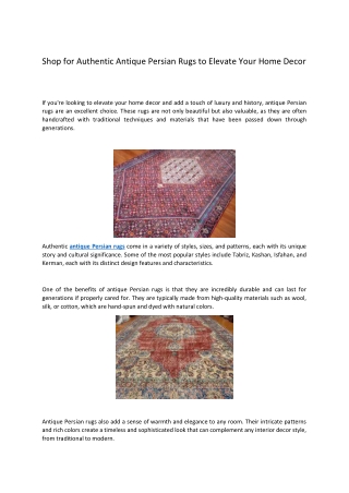 Shop for Authentic Antique Persian Rugs to Elevate Your Home Decor
