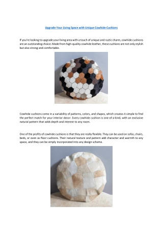 Upgrade Your Living Space with Unique Cowhide Cushions