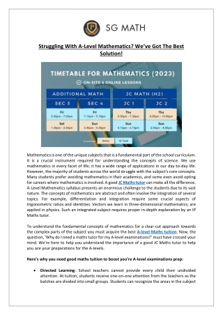 Struggling With A-Level Mathematics? We’ve Got The Best Solution!