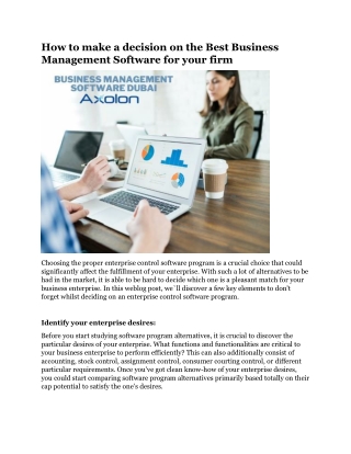 How to make a decision on the Best Business Management Software for your firm